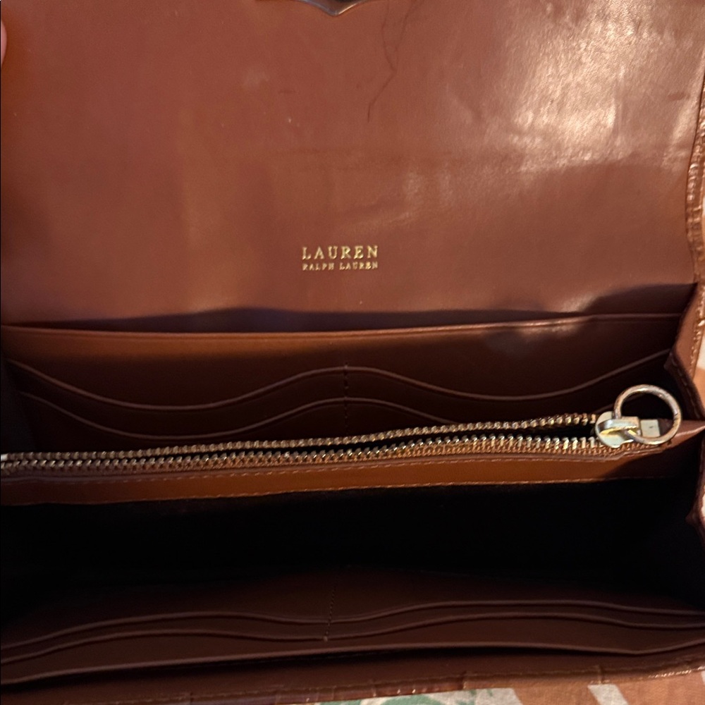 Lauren Ralph Lauren Brown Croc-Embossed Wallet and Wristlet Set - Picture 3 of 5